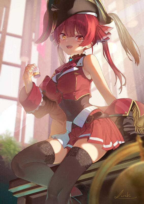 Red-haired Girl in Uniform — Red, Calm, Afternoon, Digital Art