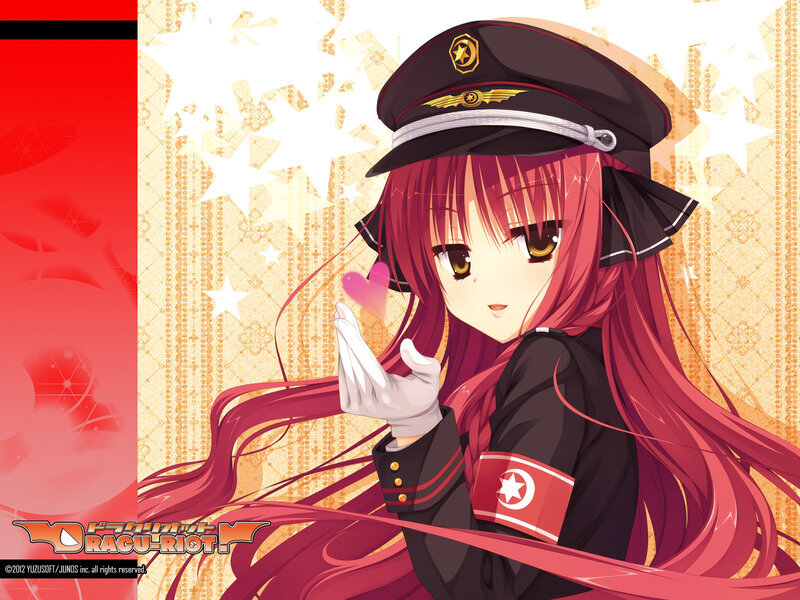 Red-haired Girl in Uniform — Red, Playful, Anime