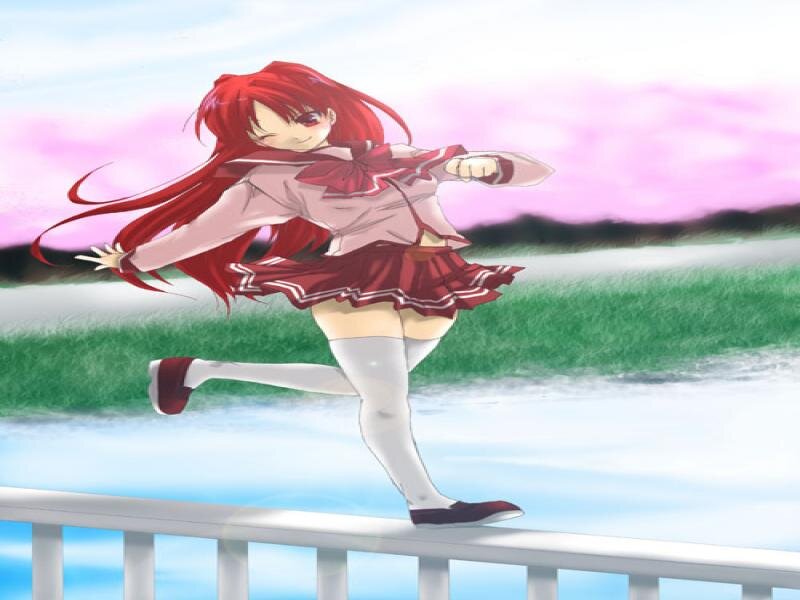 Red-haired Girl in Uniform — Red, Playful