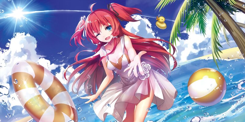 Red-haired Girl in Water — Blue, Playful