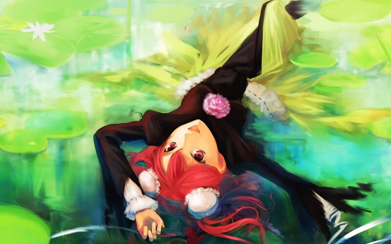 Red-haired Girl in Water — Green