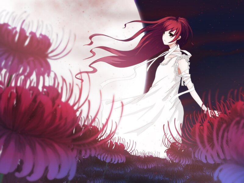 Red-haired Girl in White Dress — Dramatic