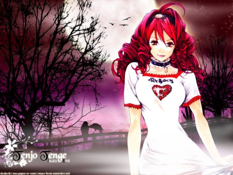 Red-haired girl in white dress