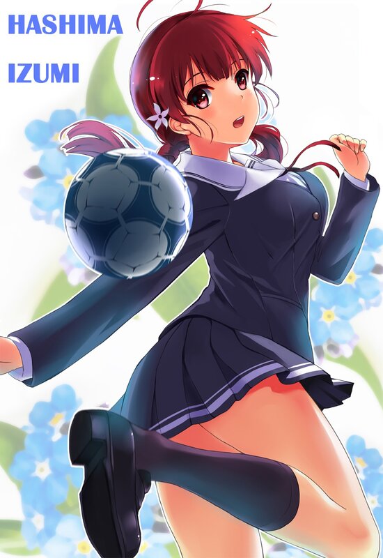 Red-haired Girl Kicking Ball