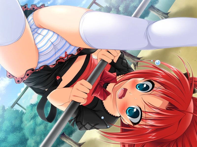 Red-haired girl on a pole