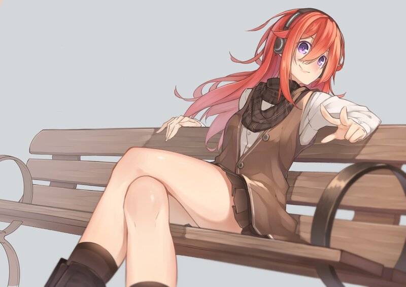 Red-haired Girl on Bench — Red