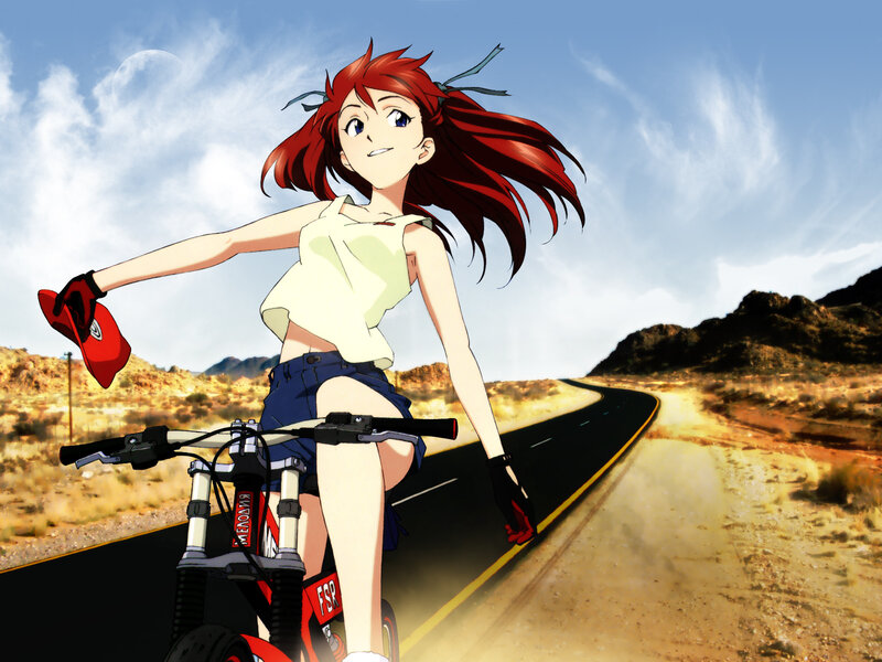 Red-haired Girl on Bike — Red