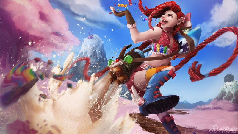 Red-haired Girl on Candy Vehicle — Pink