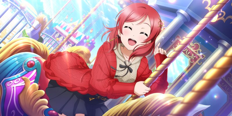 Red-haired Girl on Carousel — Red, Joyful, Vibrant