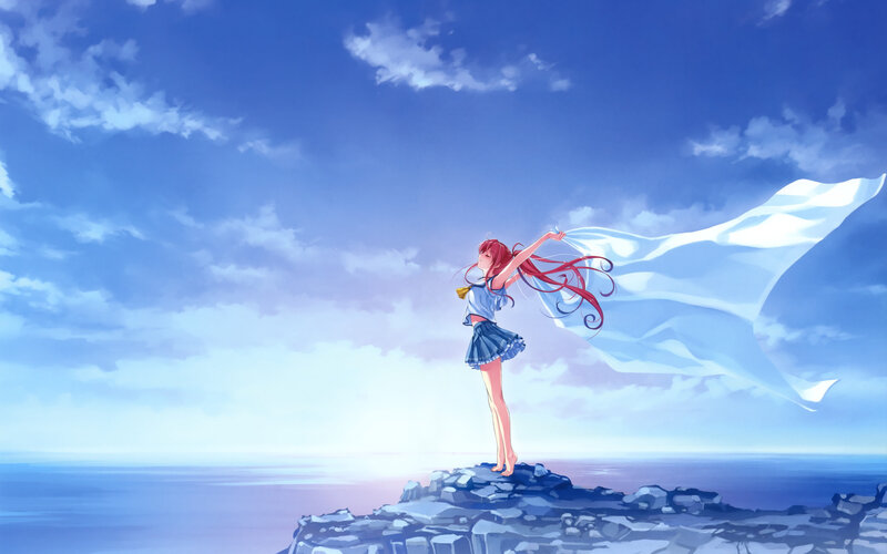 Red-haired Girl on Cliff