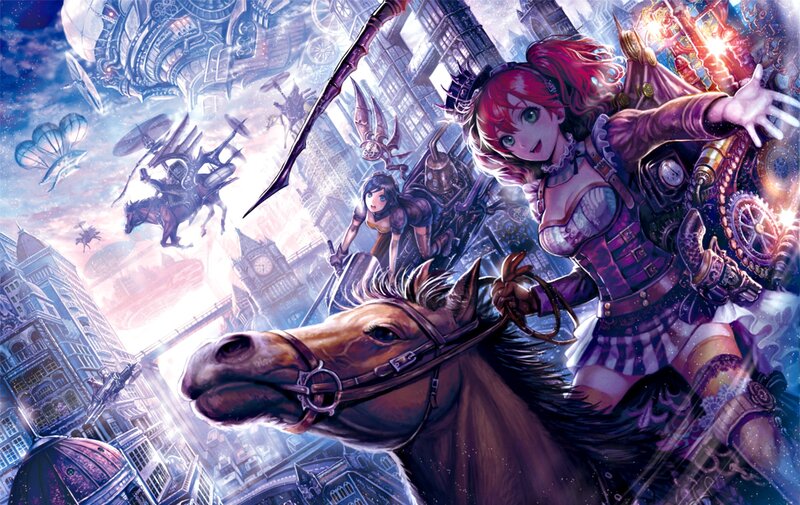 Red-haired Girl on Horse — Purple