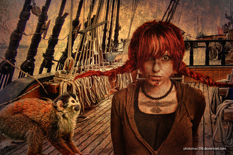 Red-haired Girl on Ship