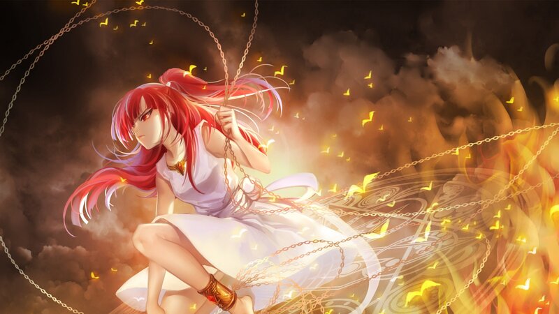 Red-haired Girl on Swing — White, Dramatic