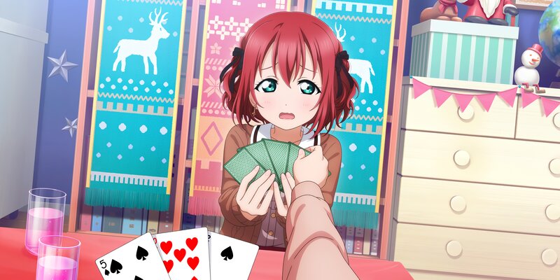 Red-haired Girl Playing Cards