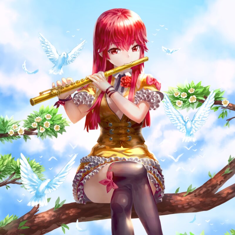 Red-haired Girl Playing Flute