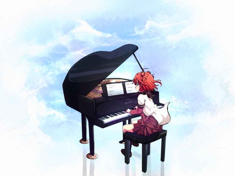 Red-haired Girl Playing Piano