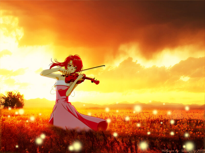 Red-haired Girl Playing Violin