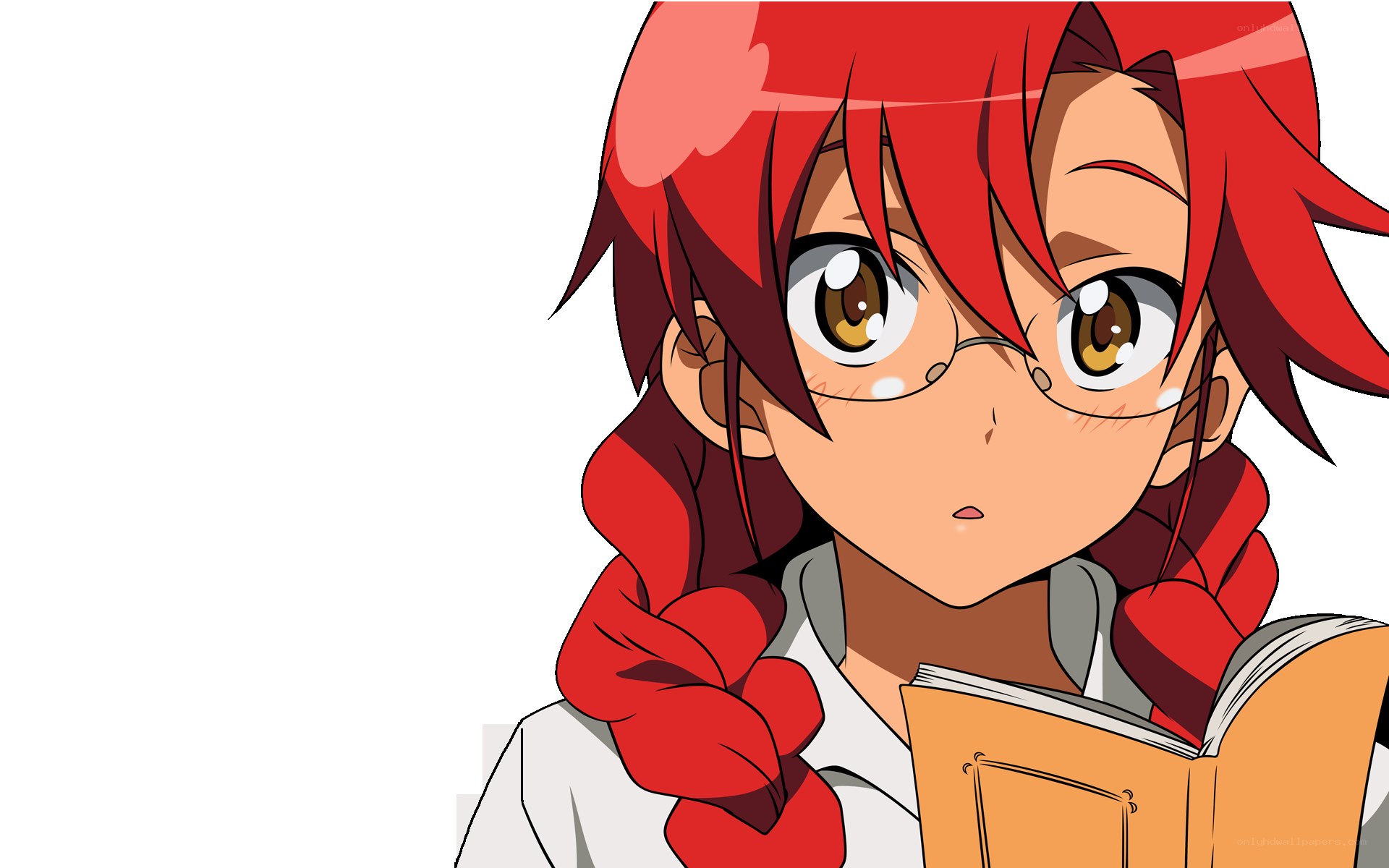 red-haired girl reading book