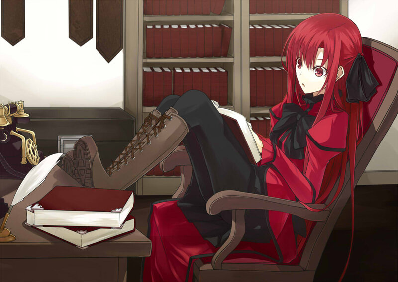Red-haired Girl Reading — Red, Calm