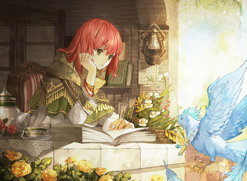 Red-haired Girl Reading — Red, Serene