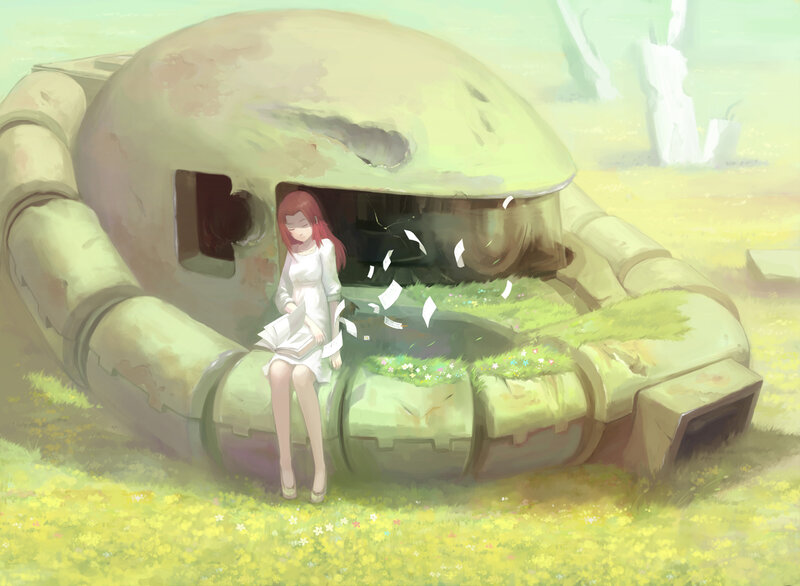 Red-haired Girl Reading — Yellow