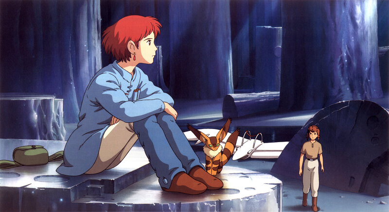 Red-haired Girl Sitting — Blue, Dramatic