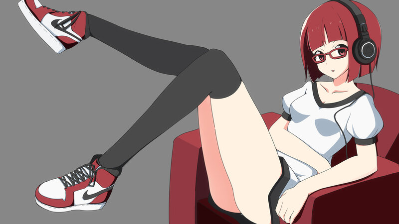 Red-haired Girl Sitting — Gray