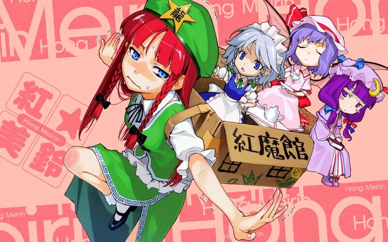 Red-haired girl with a box of characters