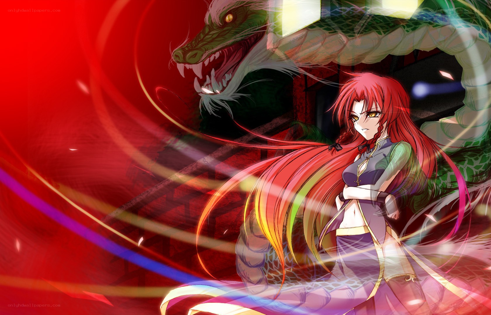 Red-haired girl with a dragon