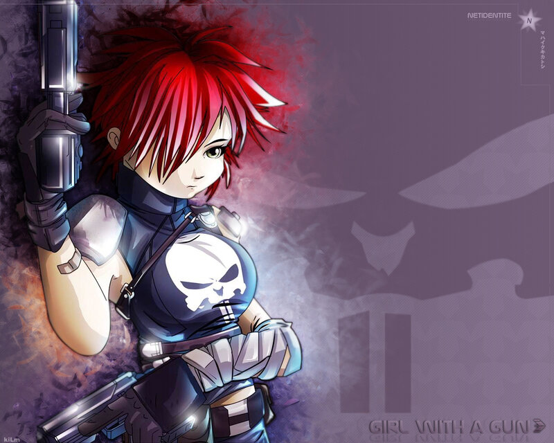 Red-haired girl with a gun