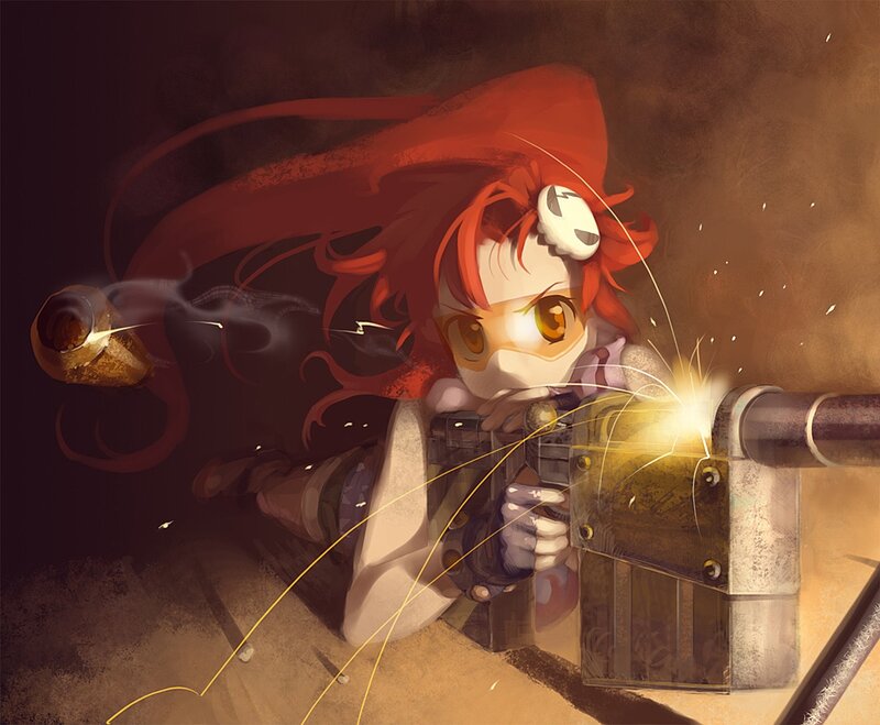 Red-haired girl with a gun