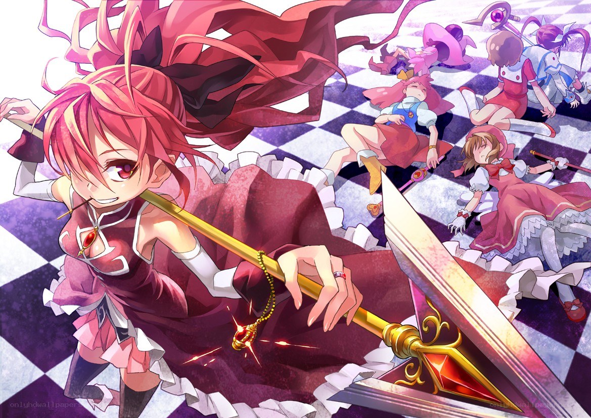 Red-haired girl with a spear