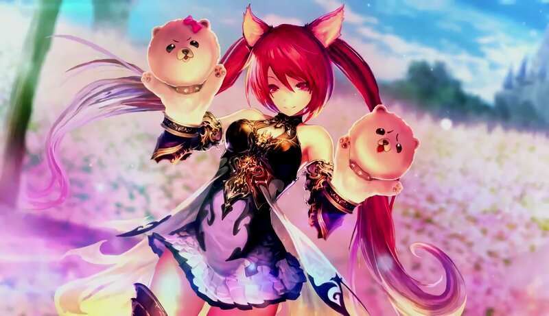 Red-haired Girl with Bear Toys