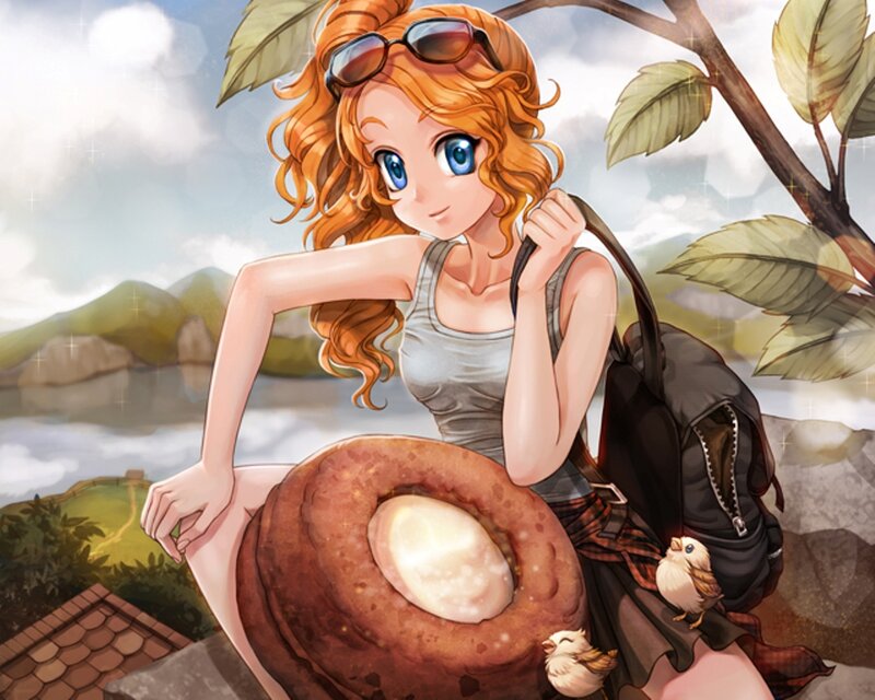 Red-haired Girl with Birds