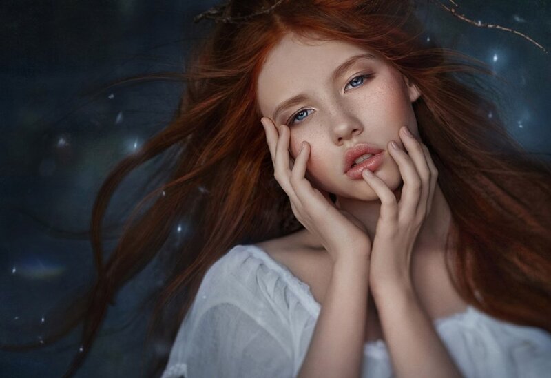 Red-haired Girl with Blue Eyes — Red