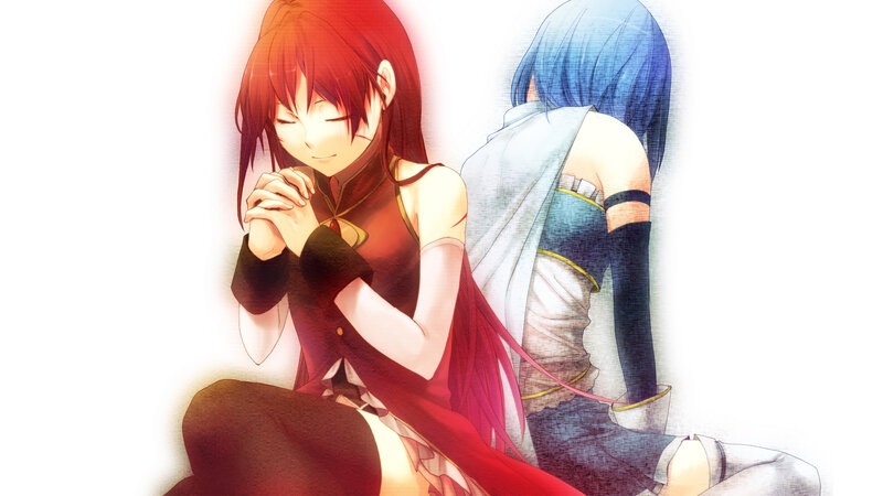 red-haired girl with blue-haired companion
