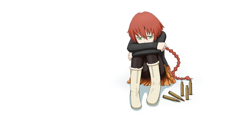 red-haired girl with bullets