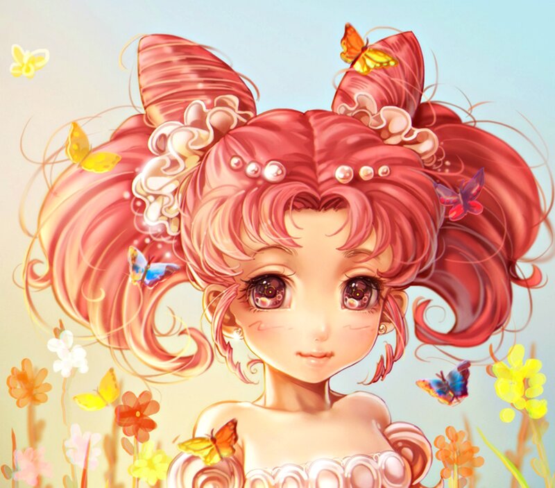 Red-haired Girl with Butterflies — Pink