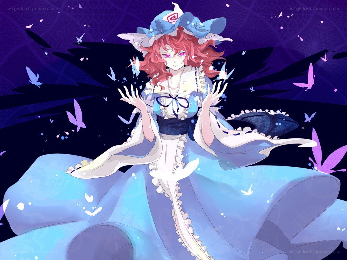 red-haired girl with butterfly wings