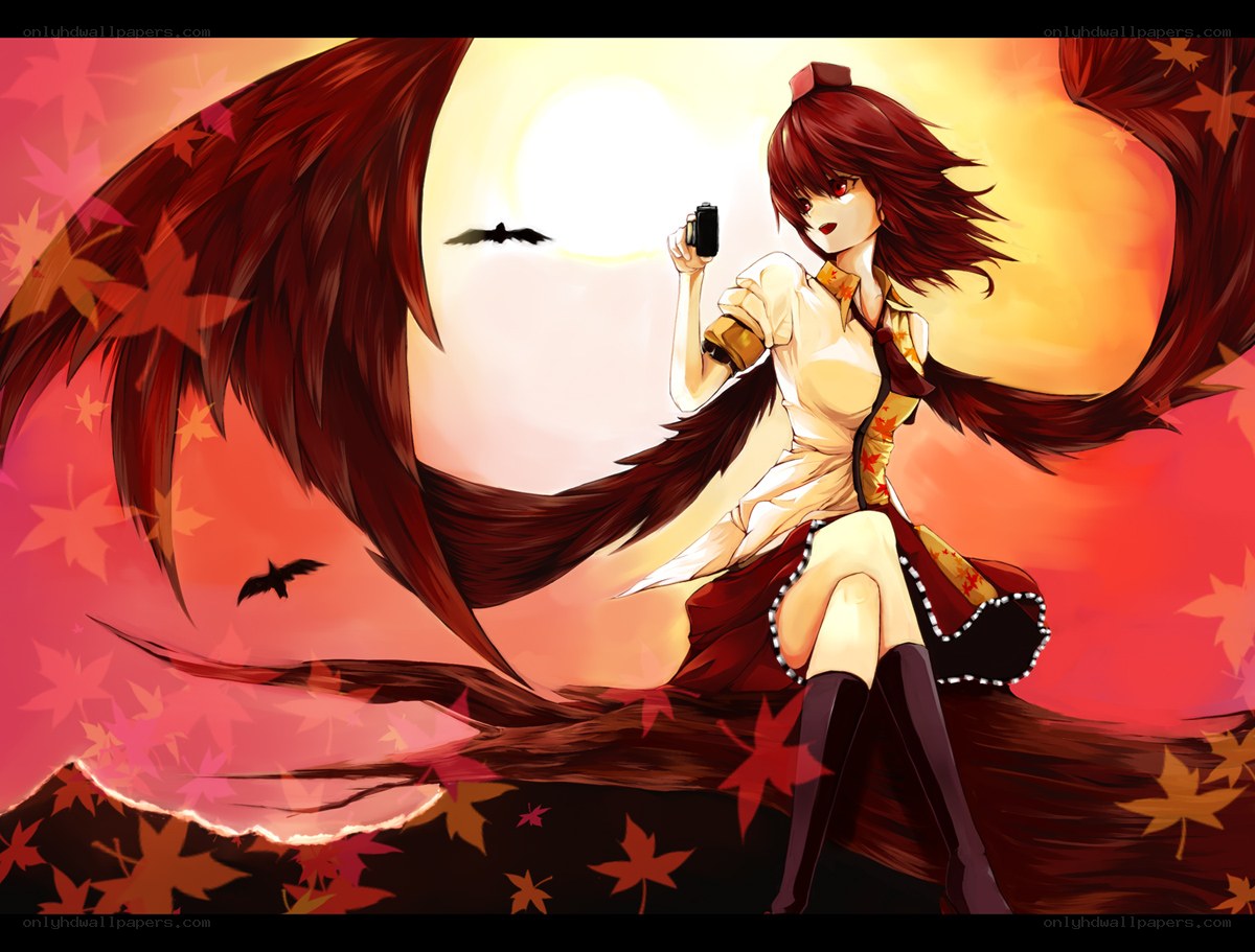 red-haired girl with camera
