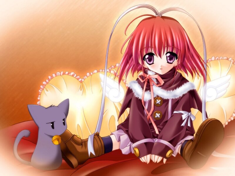 Red-haired girl with cat