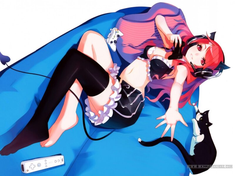 Red-haired Girl with Cat — Blue, Relaxed