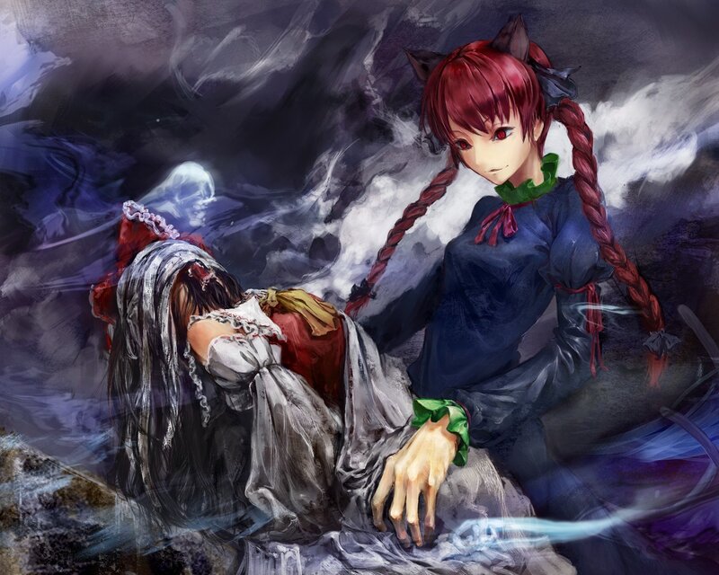 Red-haired girl with cat ears