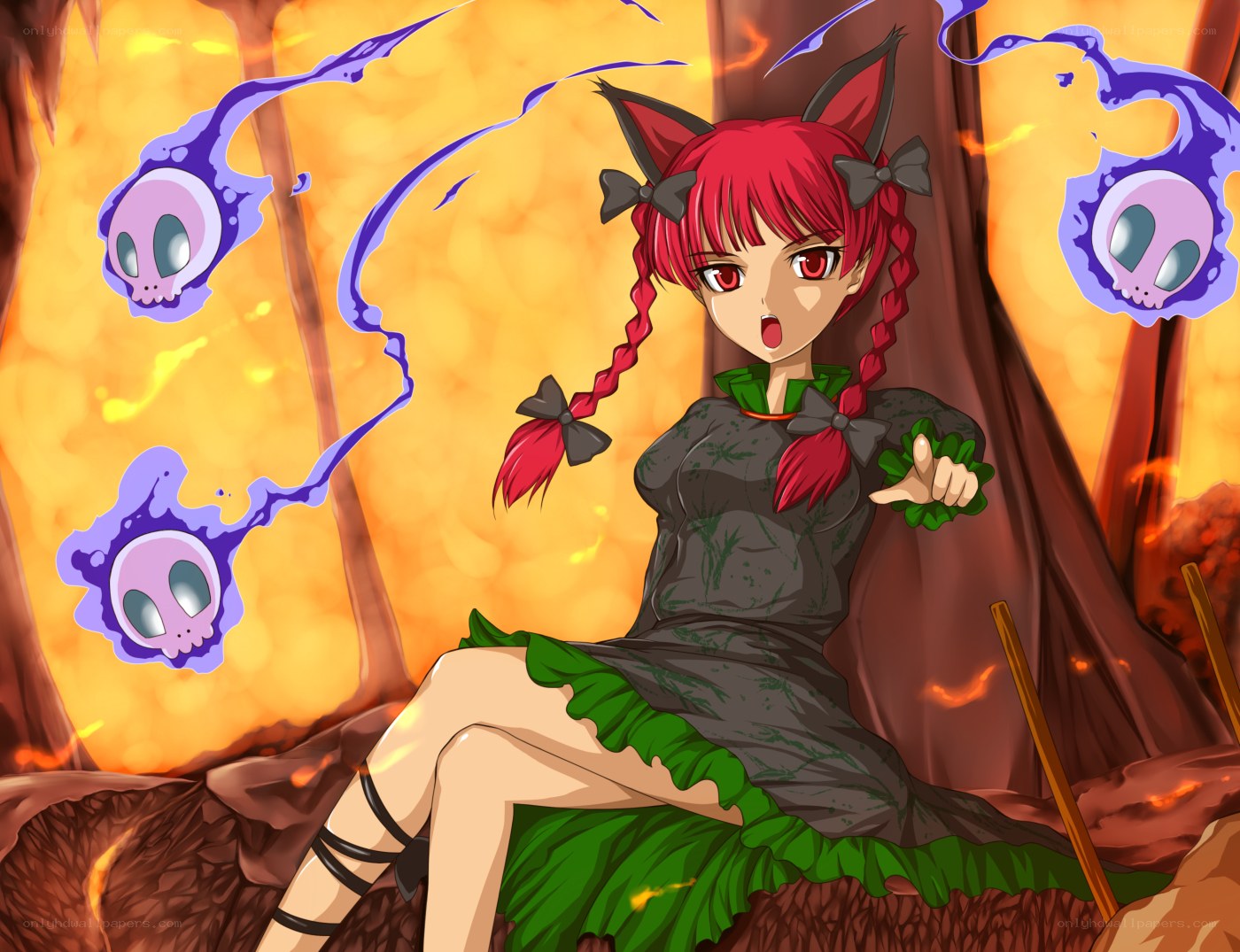 Red-haired girl with cat ears