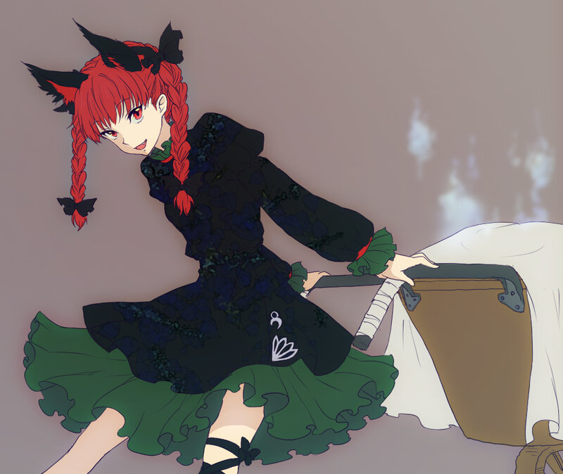 red-haired girl with cat ears