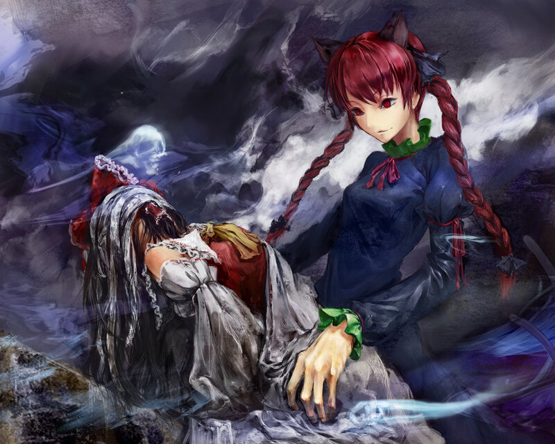 Red-haired Girl with Cat Ears — Blue, Dramatic