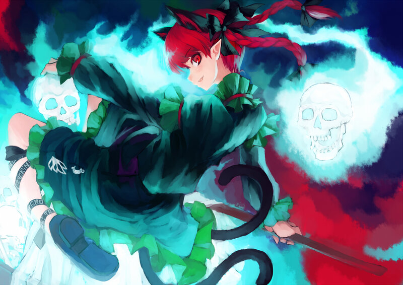 Red-haired Girl with Cat Ears — Blue