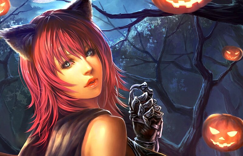 Red-haired Girl with Cat Ears — Red, Mysterious