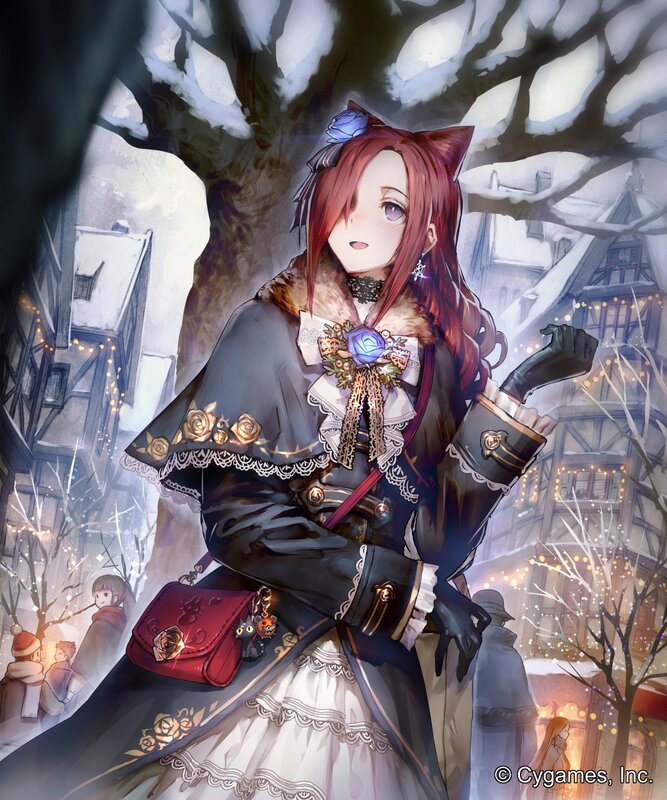 Red-haired Girl with Cat Ears — White, Festive