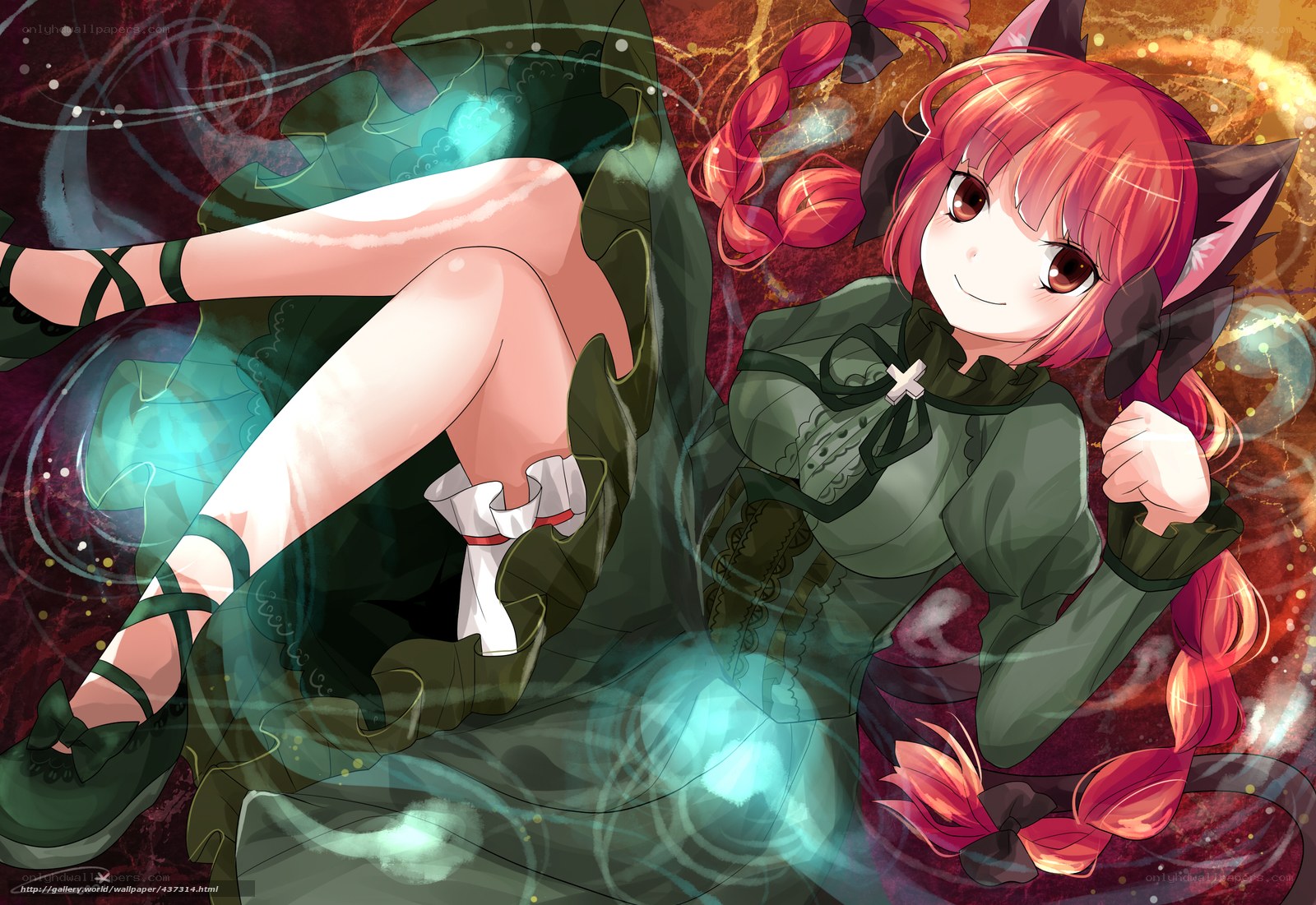 red-haired girl with cat ears